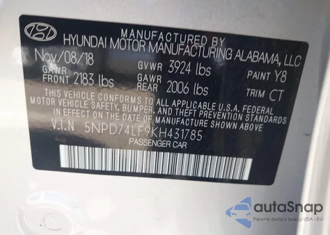 2019 Hyundai Elantra Se из США, поврежденный, VIN 5NPD74LF9KH431785